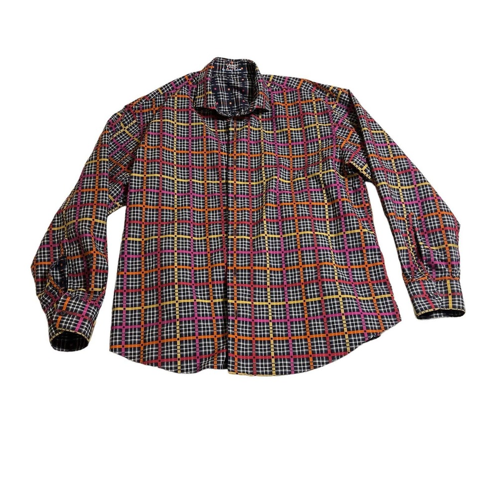 Vluxe By Lucky Nahum Reversible long sleeve button down 2XL Colorful Checked
